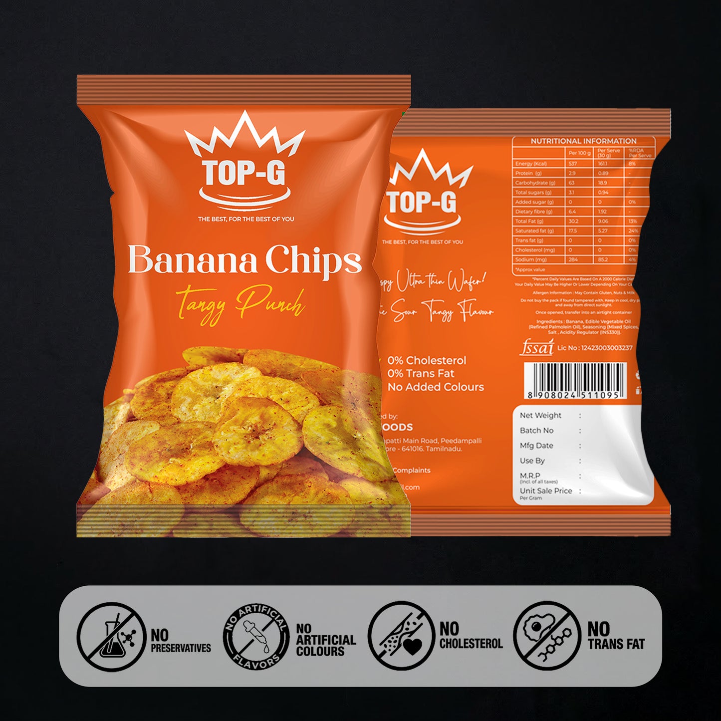 Tangy Punch Banana Chips - 80 g